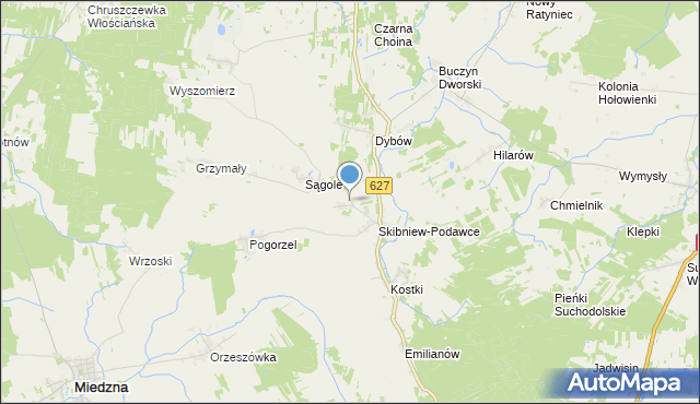 mapa Skibniew-Kurcze, Skibniew-Kurcze na mapie Targeo